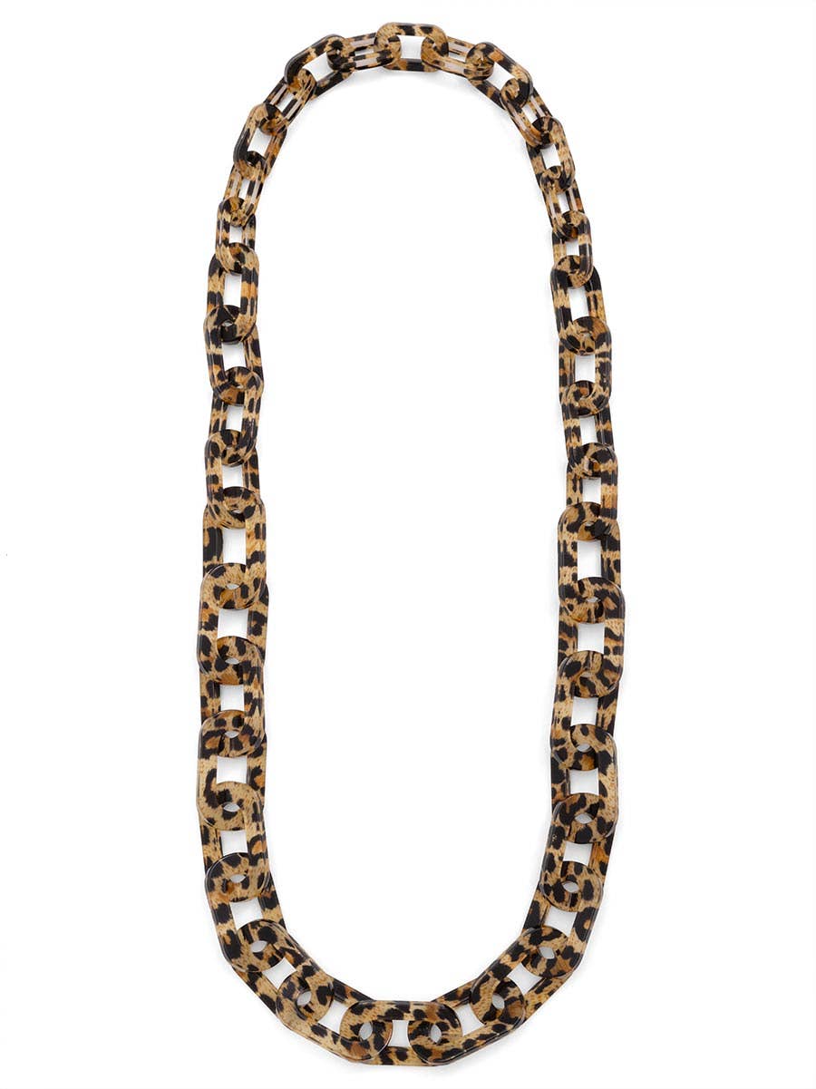 Resin Leopard Link Long Necklace Jewelry