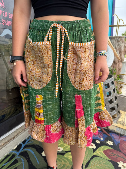 Sahara patchwork slit shorts