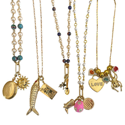 Charm Holder Necklace Base - Faux Pearl 6mm