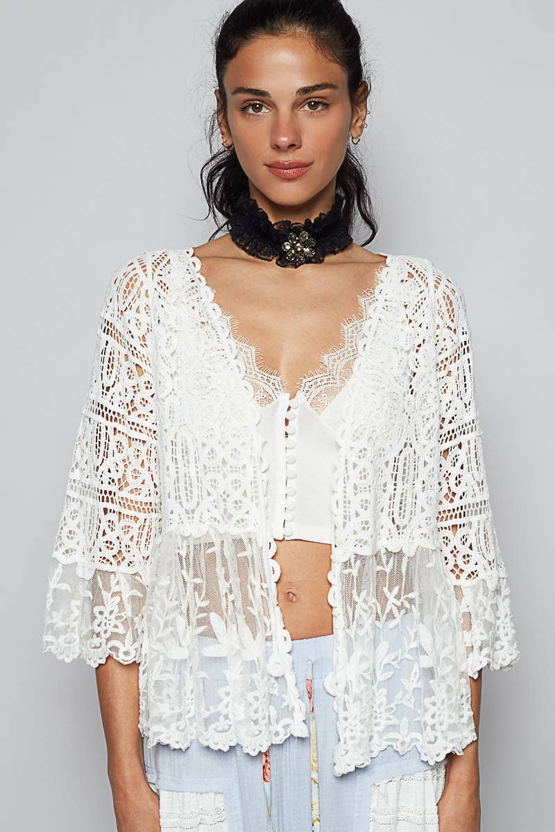 White Crochet Lace Cardigan