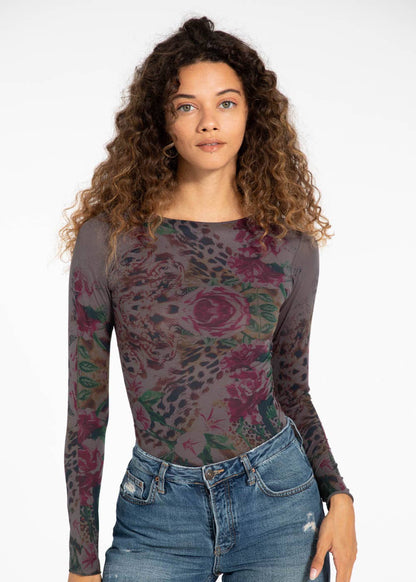 Feline Rose Second Skin Raw Edge Top