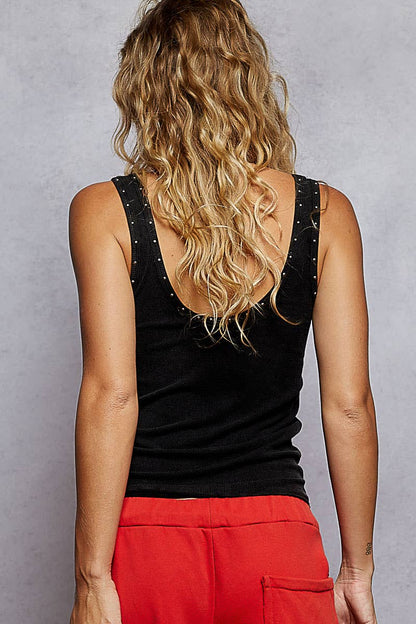Riibbed Metallic Stud Tank Top