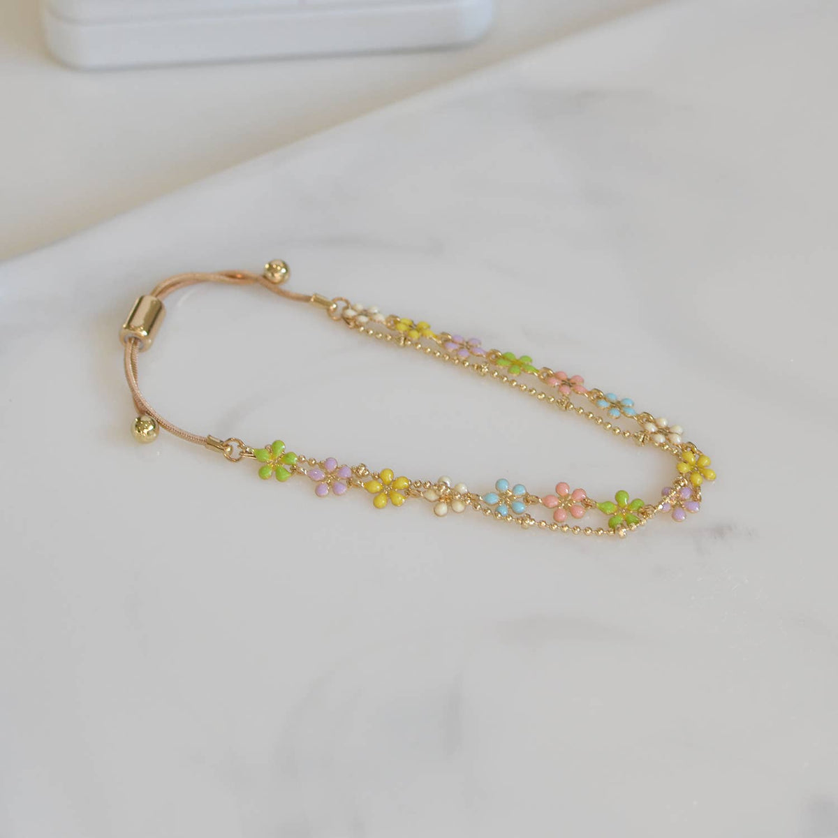 Color Epoxy Enamel Flower Adjustable Chain Bracelets