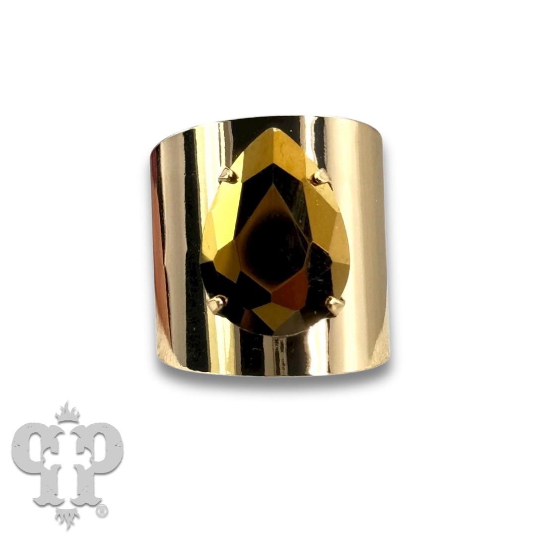 Rhinestone teardrop adjustable base statement ring