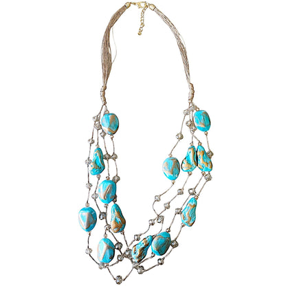 Chunky Turquoise Bead Statement Necklace | Coastal Jewelry