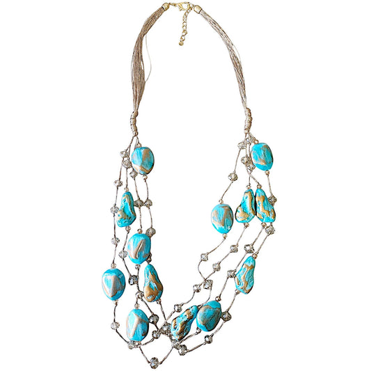 Chunky Turquoise Bead Statement Necklace | Coastal Jewelry