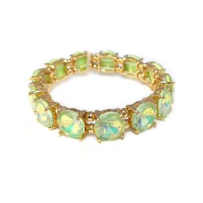 12MM Round Cut Glass Crystal Linked Stretch Bracelet