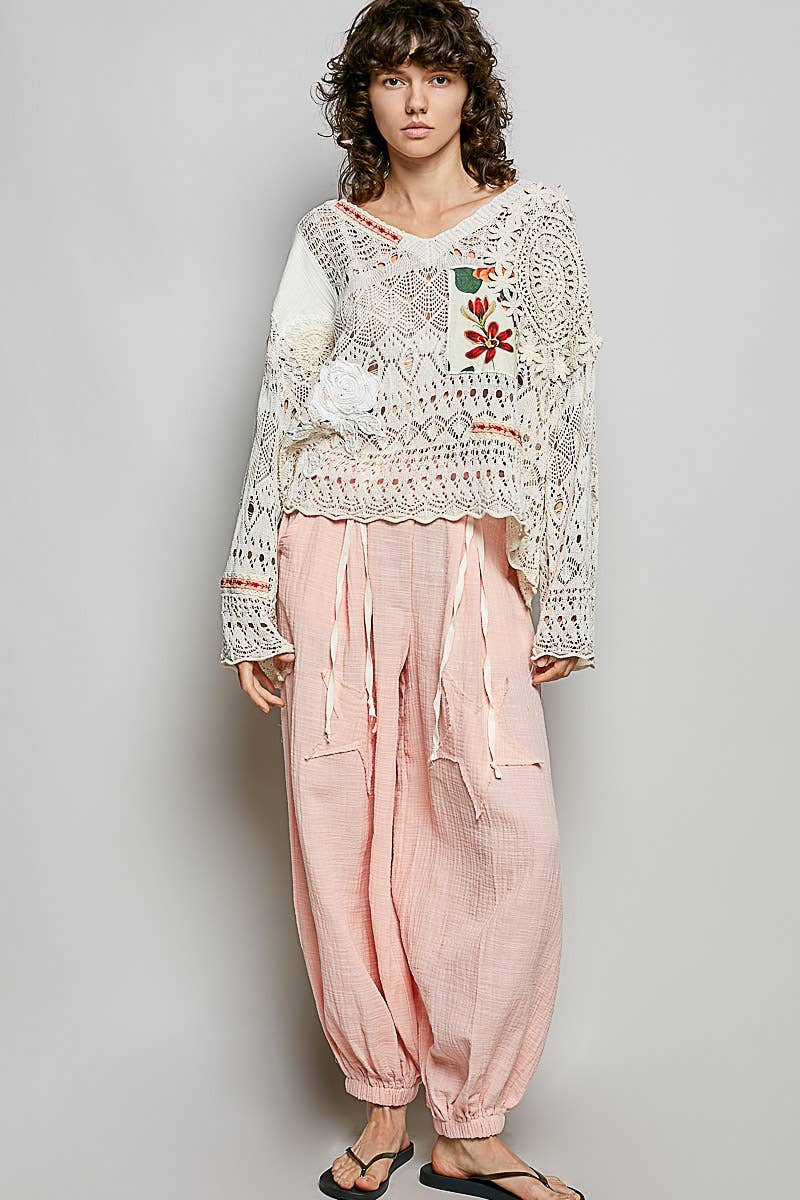 V-neck Long Sleeve Oversized Fit Summer Sweater Top