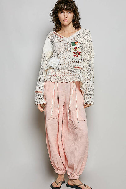 V-neck Long Sleeve Oversized Fit Summer Sweater Top