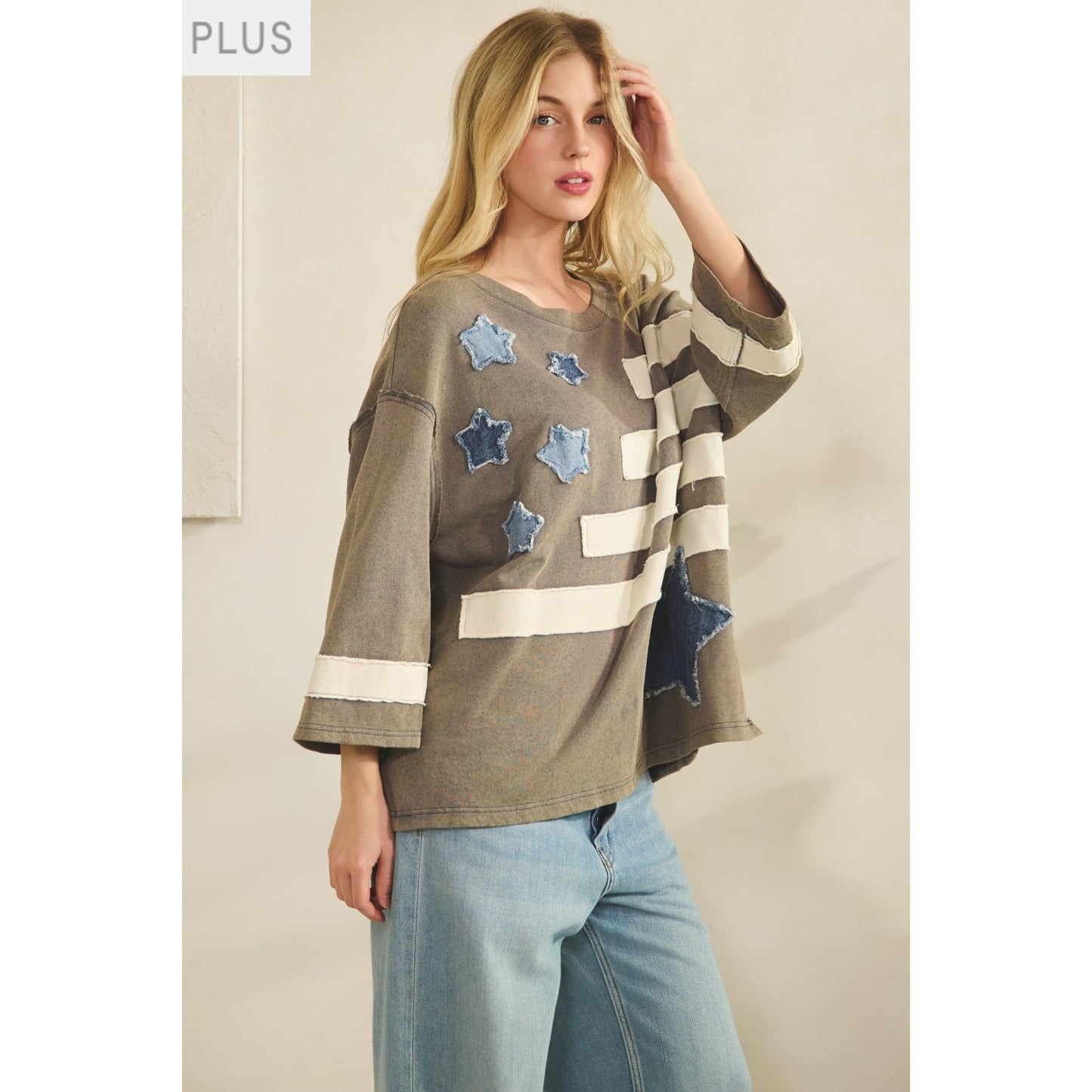 STAR SPANGLED OVERSIZED SWEATSHIRT PLUS SIZE