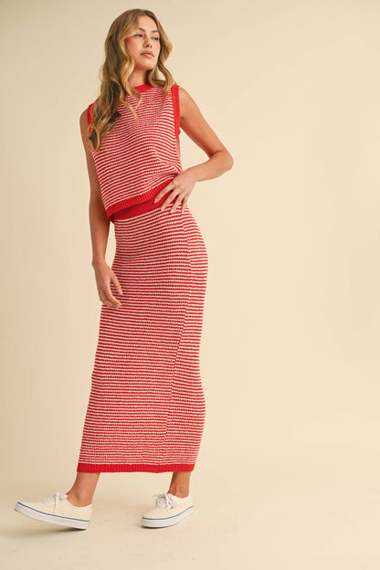 SWEATER SLEEVELESS TOP AND MAXI PENCIL SKIRT SET