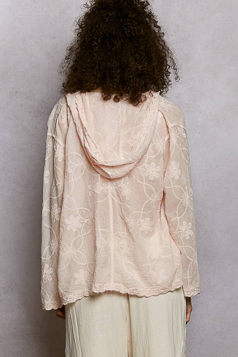 Boho Embroidered Linen Hooded Jacket