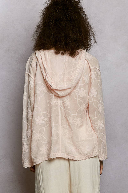 Boho Embroidered Linen Hooded Jacket
