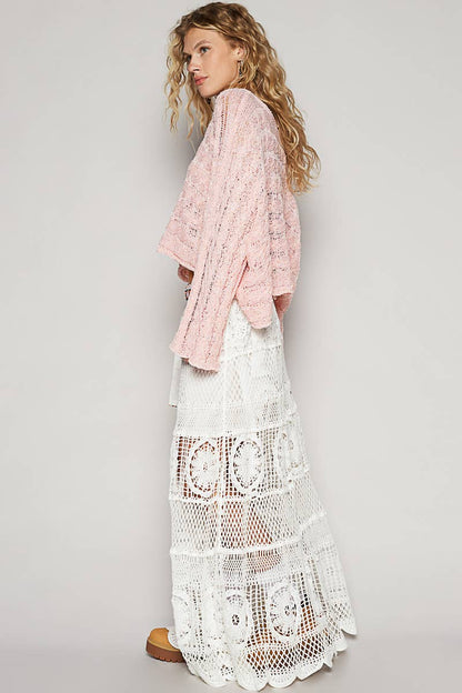 White Crochet Mermaid Maxi Skirt