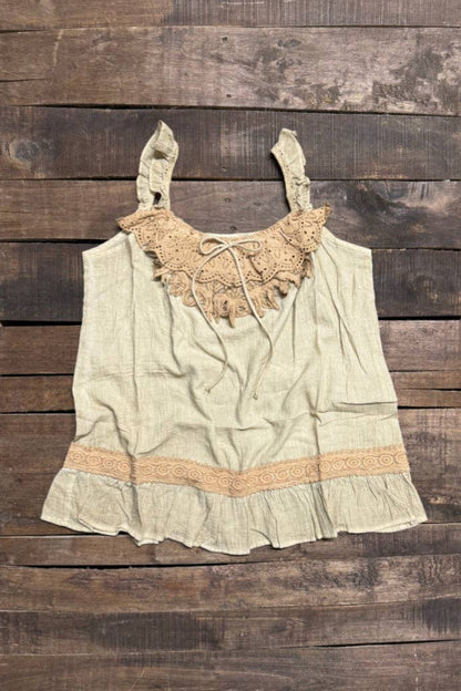 Ruffling Feathers Tank Top - Tea Stain