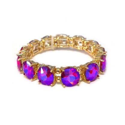 12MM Round Cut Glass Crystal Linked Stretch Bracelet
