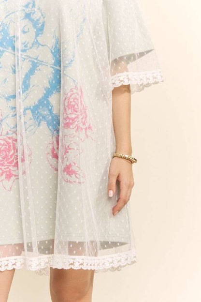 POLKA DOT CHERUB MESH LAYERED DRESS