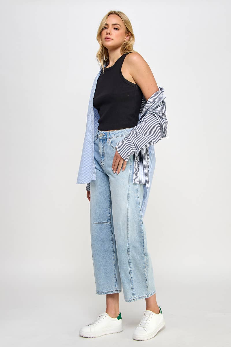 HIGH RISE BAGGY DENIM BARREL JEANS