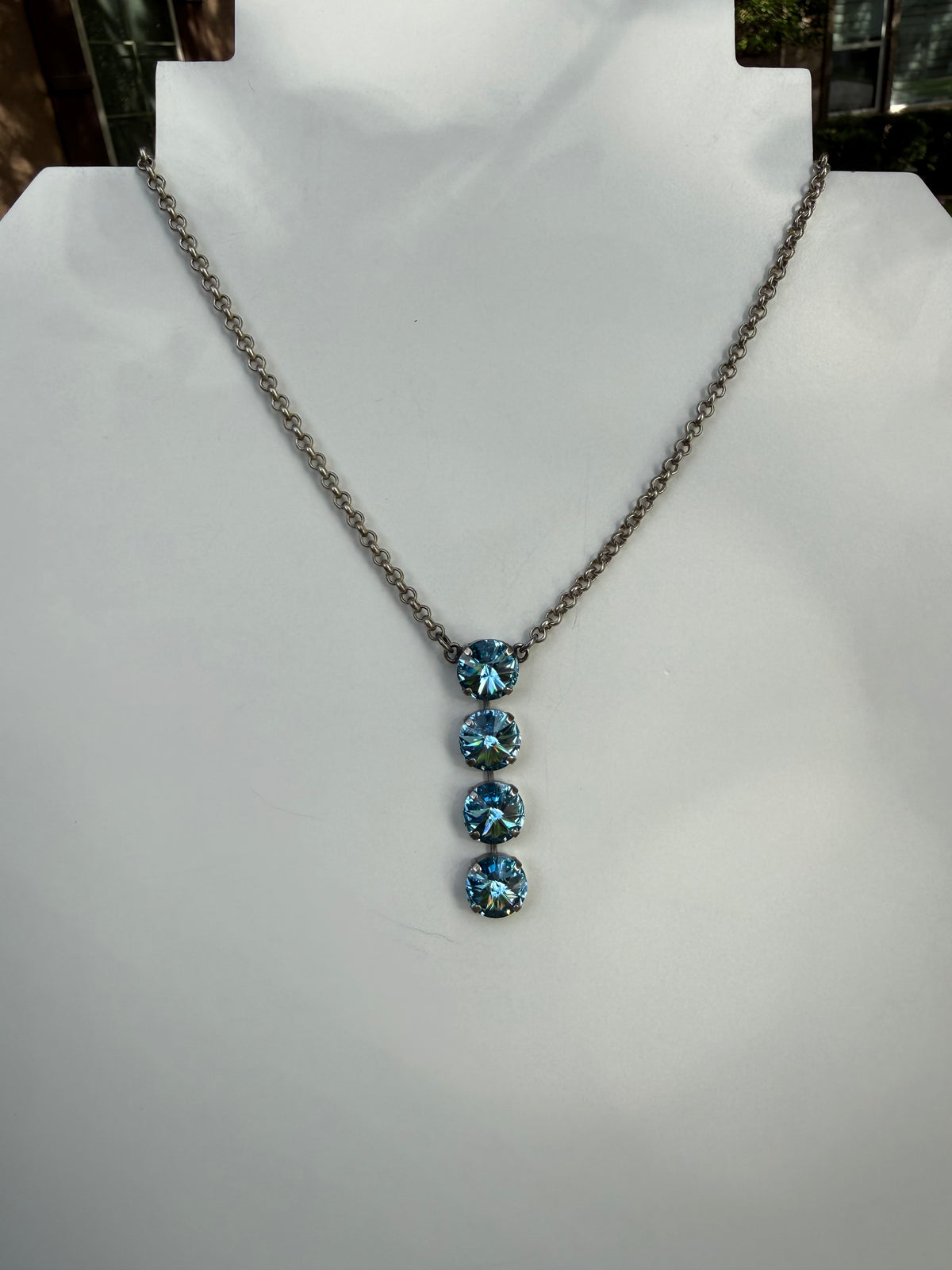 WETSTONE: Antique Aqua Noir Drop Necklace