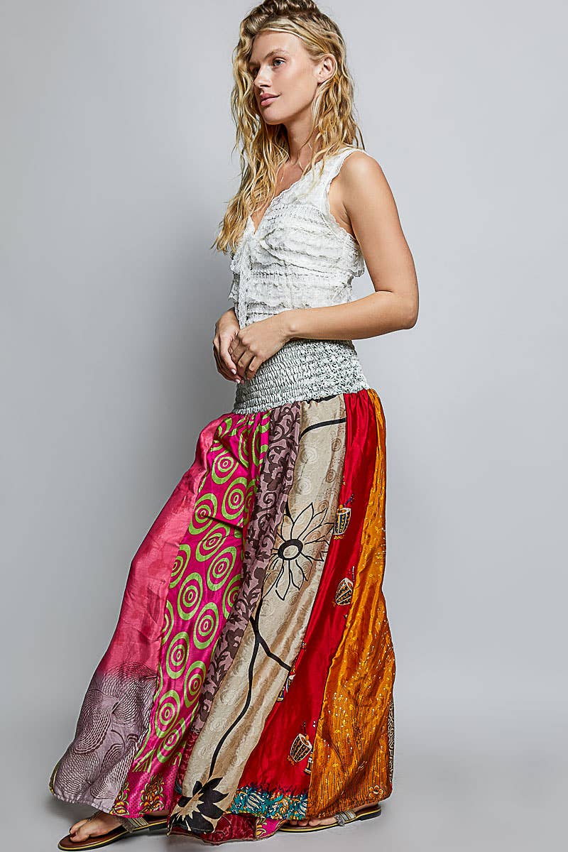 One-of-a-Kind Smocked Waist Printed Wide Leg Pants
