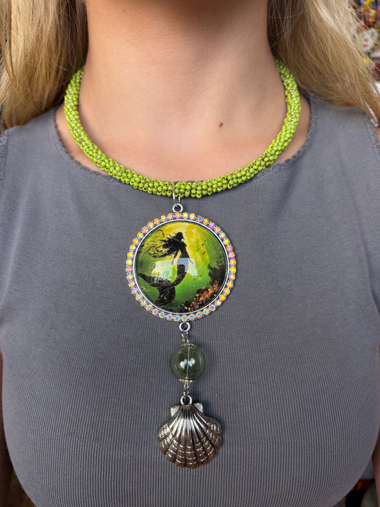 GREEN MERMAID BEADED CHOKER