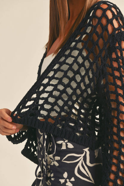 CROCHET KNIT CROP CARDIGAN