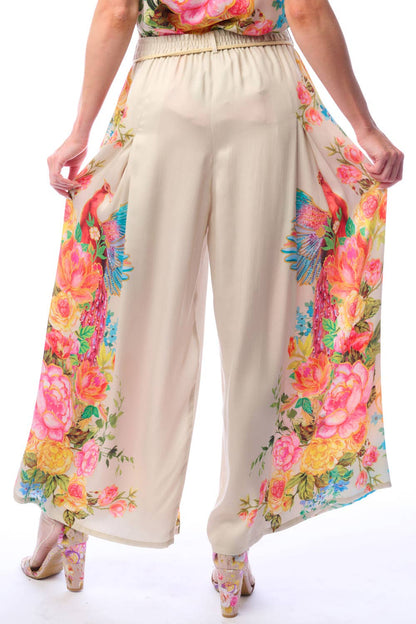Earth Angels Pants | Wide Leg Pants | Peacock Print Pants