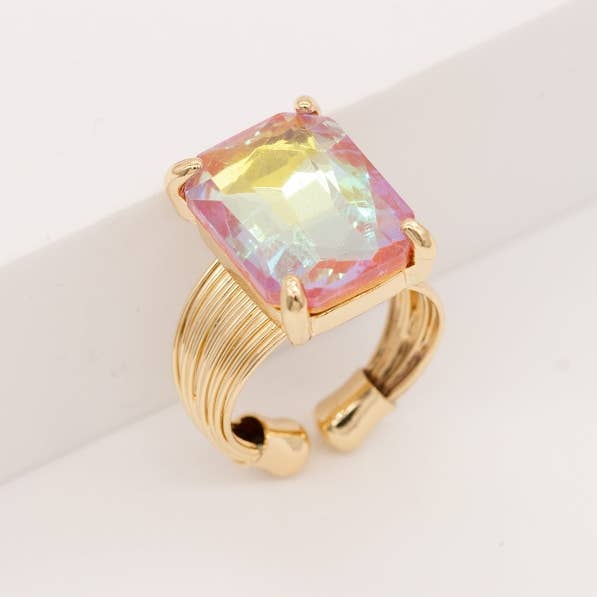 Cushion Cut Cocktail Adjustable Wire Ring