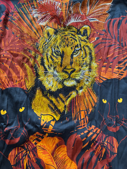Panther And Tiger Bling Button Down