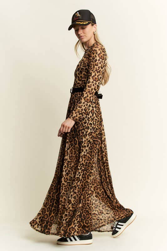 ANIMAL PRINT MESH MOCK DRESS