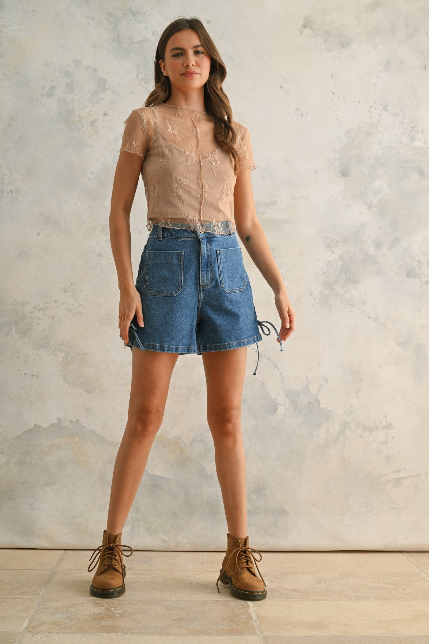 LACE FABRIC WITH TANK TOP LINED TOP