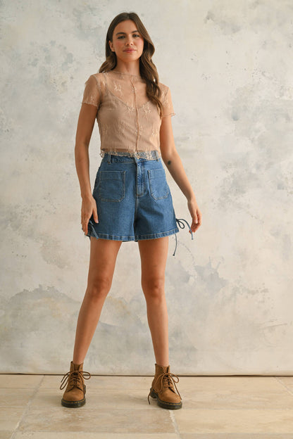 LACE FABRIC WITH TANK TOP LINED TOP
