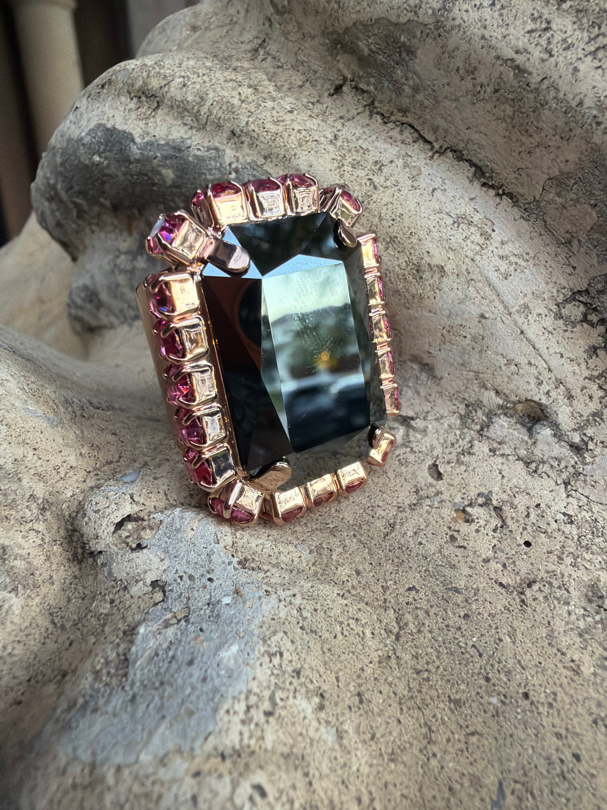 WETSTONE: Hematite w Pink Femme Fatale Ring