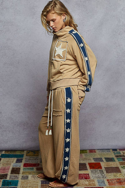 Long sleeve French Terry Star Patch Jacket