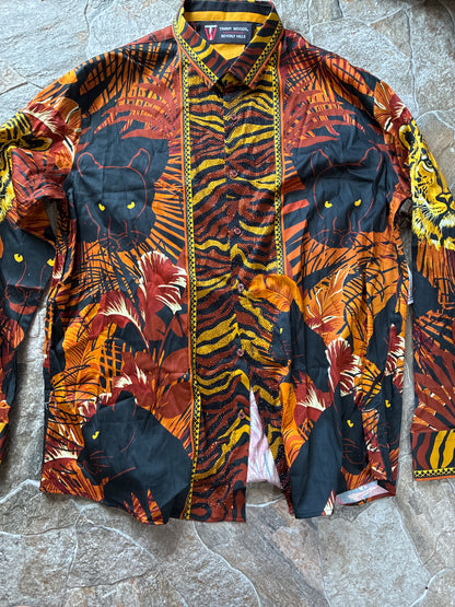 Panther And Tiger Bling Button Down
