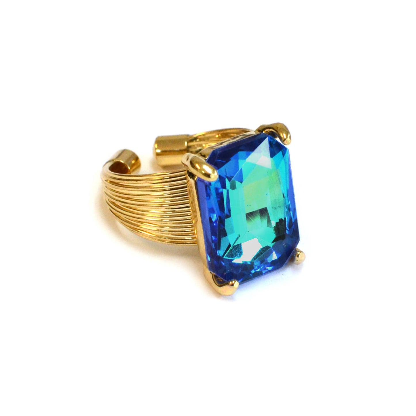 Cushion Cut Cocktail Adjustable Wire Ring