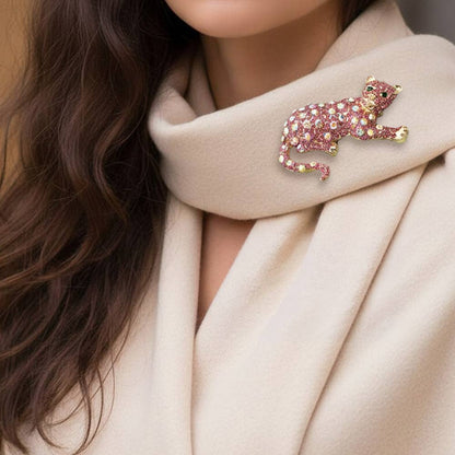Crystal Rhinestone Leopard Pin Brooch