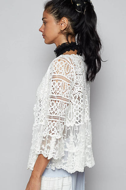White Crochet Lace Cardigan