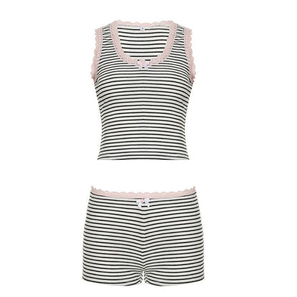 Striped Tank and Shorts Pajama Set