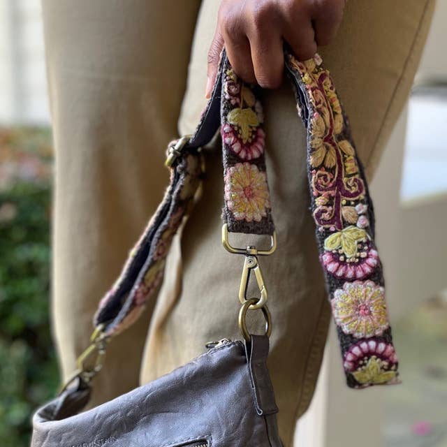 Heather Gray Embroidered Adjustable Bag/Camera Strap