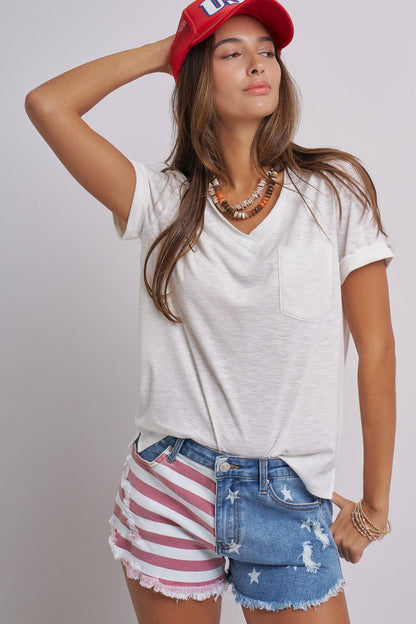 Stars And Stripes Cutoff Denim Shorts Distressed