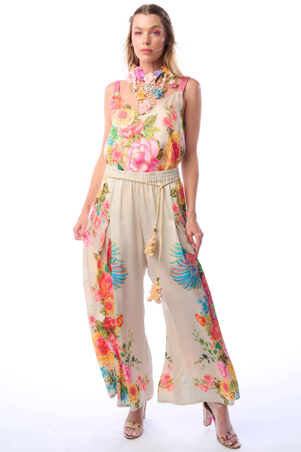 Earth Angels Pants | Wide Leg Pants | Peacock Print Pants