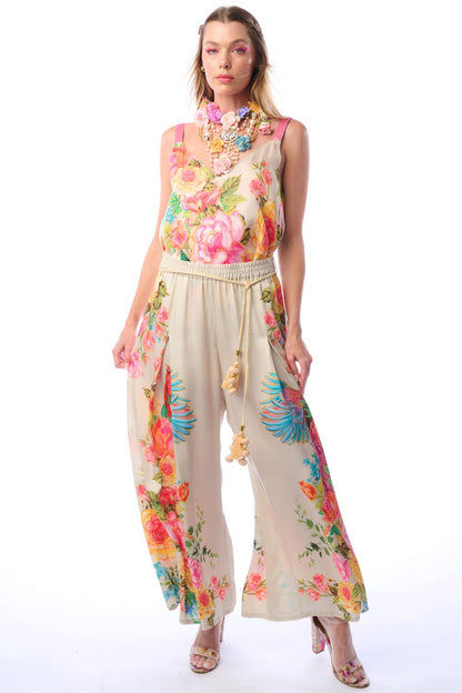 Earth Angels Pants | Wide Leg Pants | Peacock Print Pants