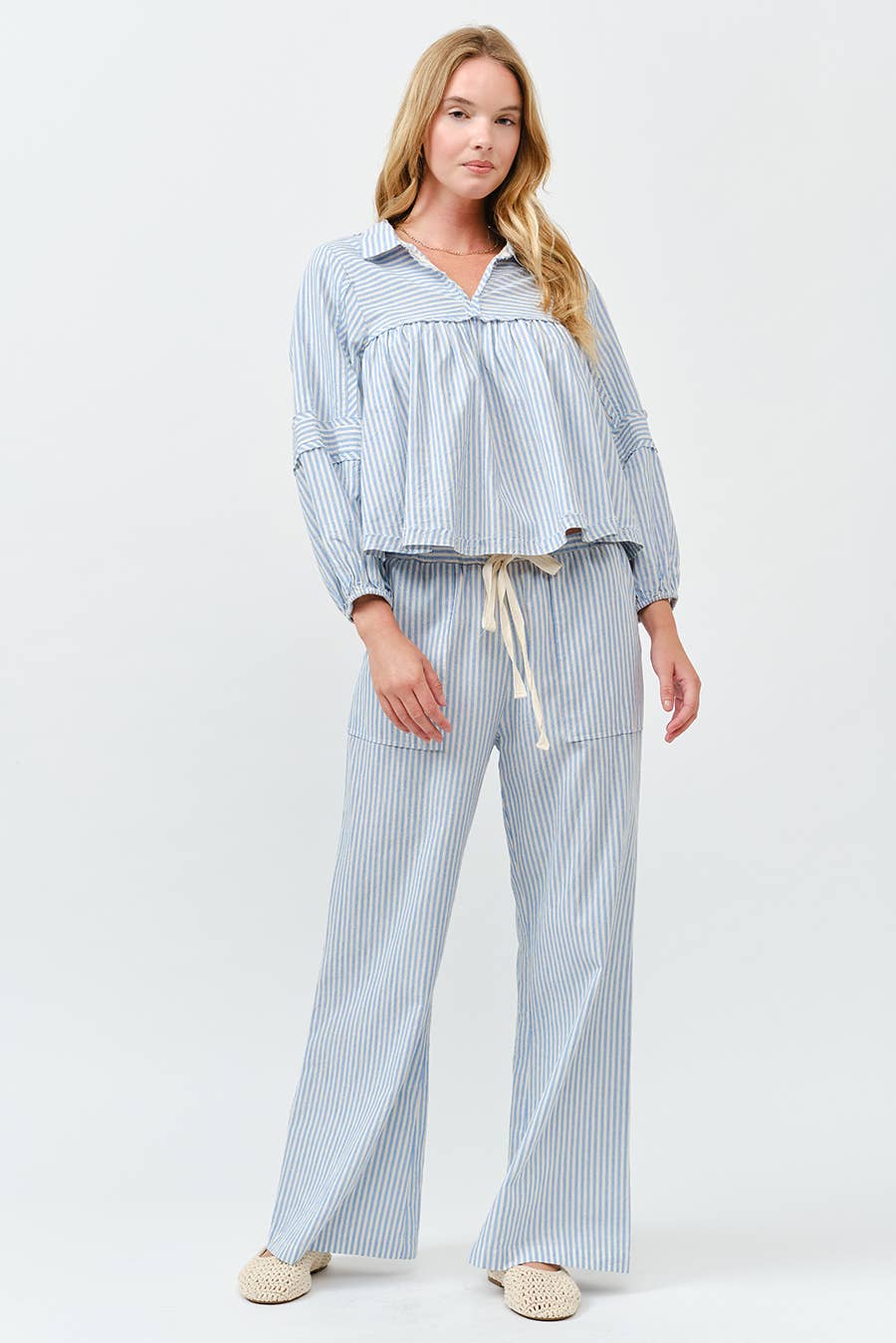 Striped Bubble Blouse Top