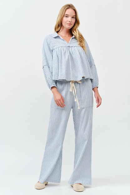 Striped Bubble Blouse Top