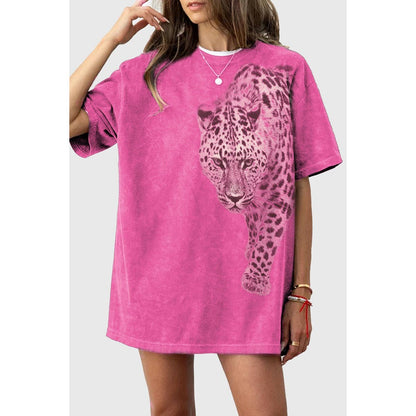 LEOPARD OVERSIZED MINERAL GRAPHIC TEE
