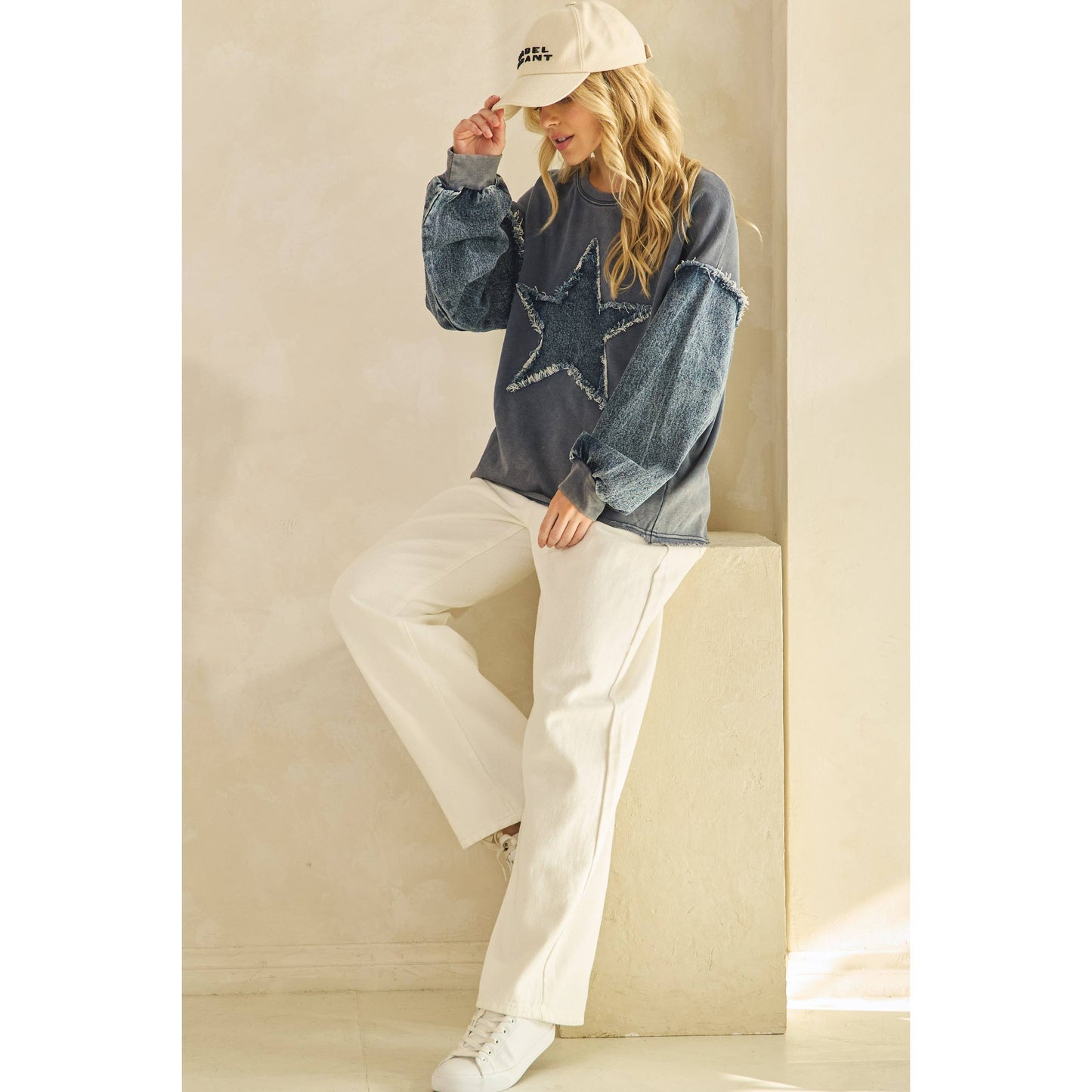 WILD STAR DENIM SLEEVE PULLOVER