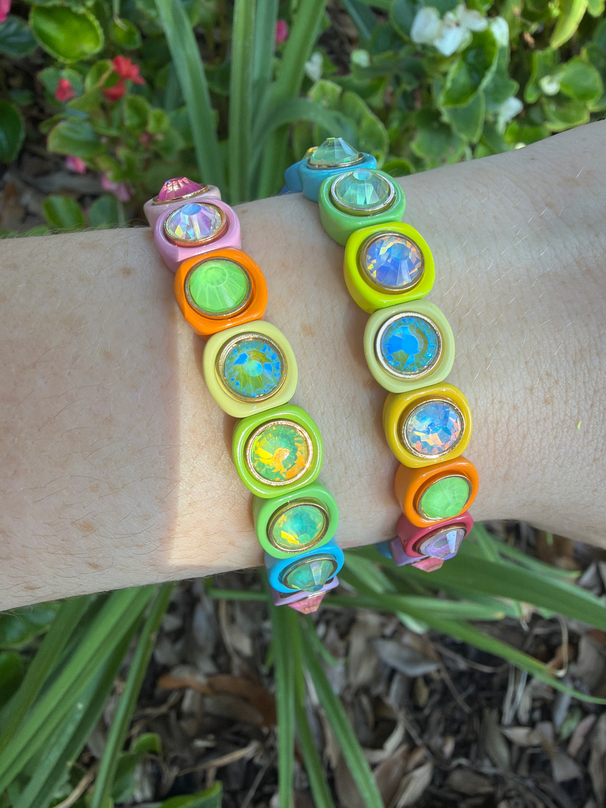 Rainbow Enamel Stretch Bracelet