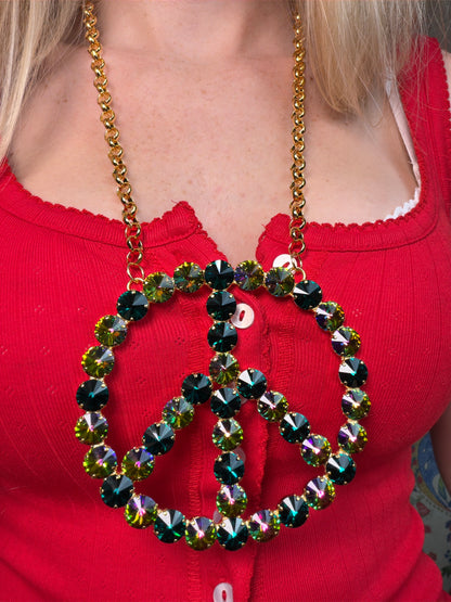 WETSTONE: PEACOCK STRUT Peace Sign Necklace