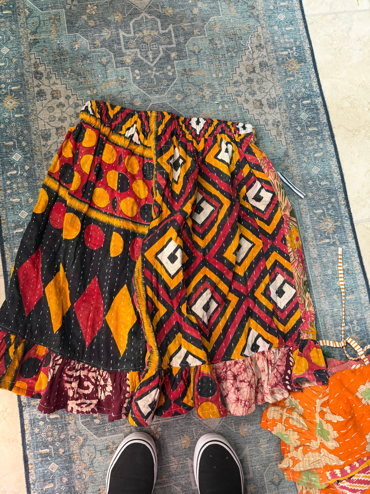 Sahara patchwork slit shorts